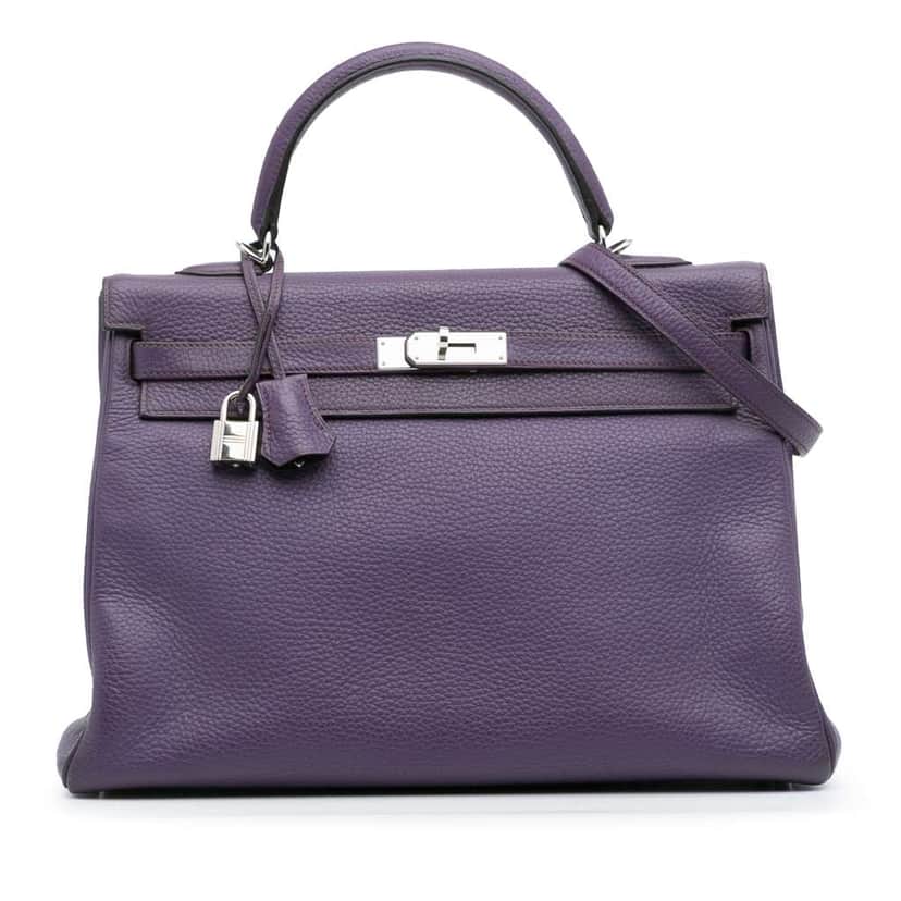 Hermès Togo Kelly II Retourne 35 Purple Leather Good condition - Front View