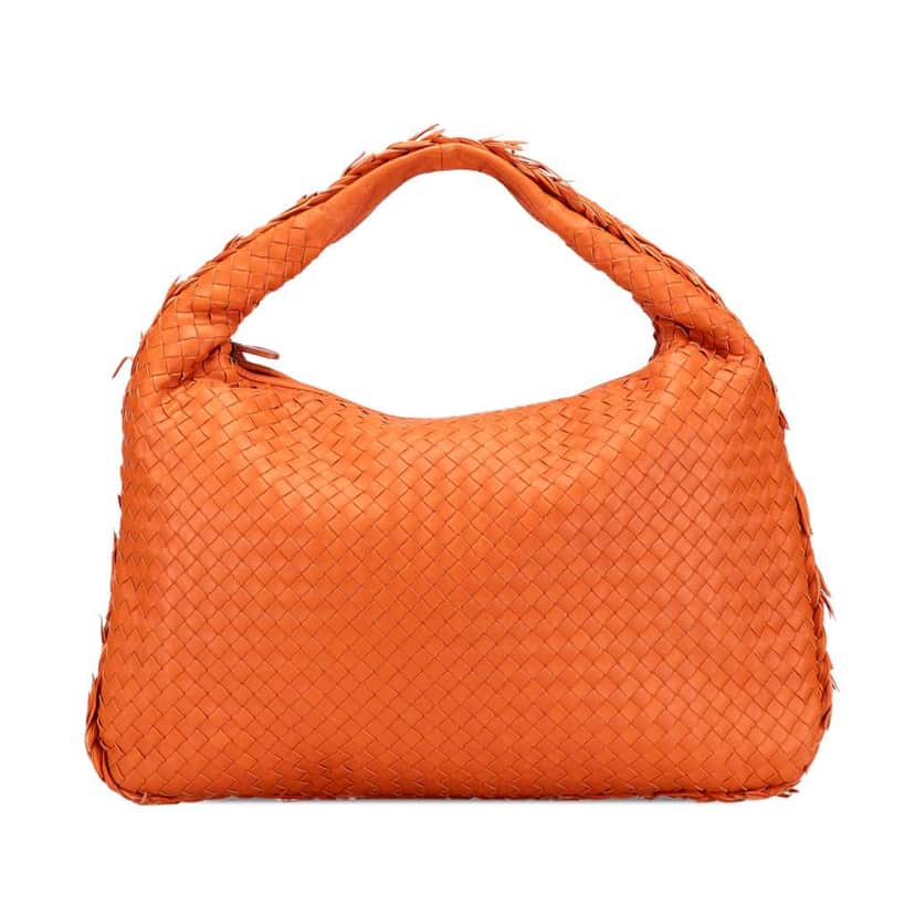 Bottega Veneta Medium Nappa Intrecciato Fuzzy Veneta Hobo Orange Leather Very good condition - Front View