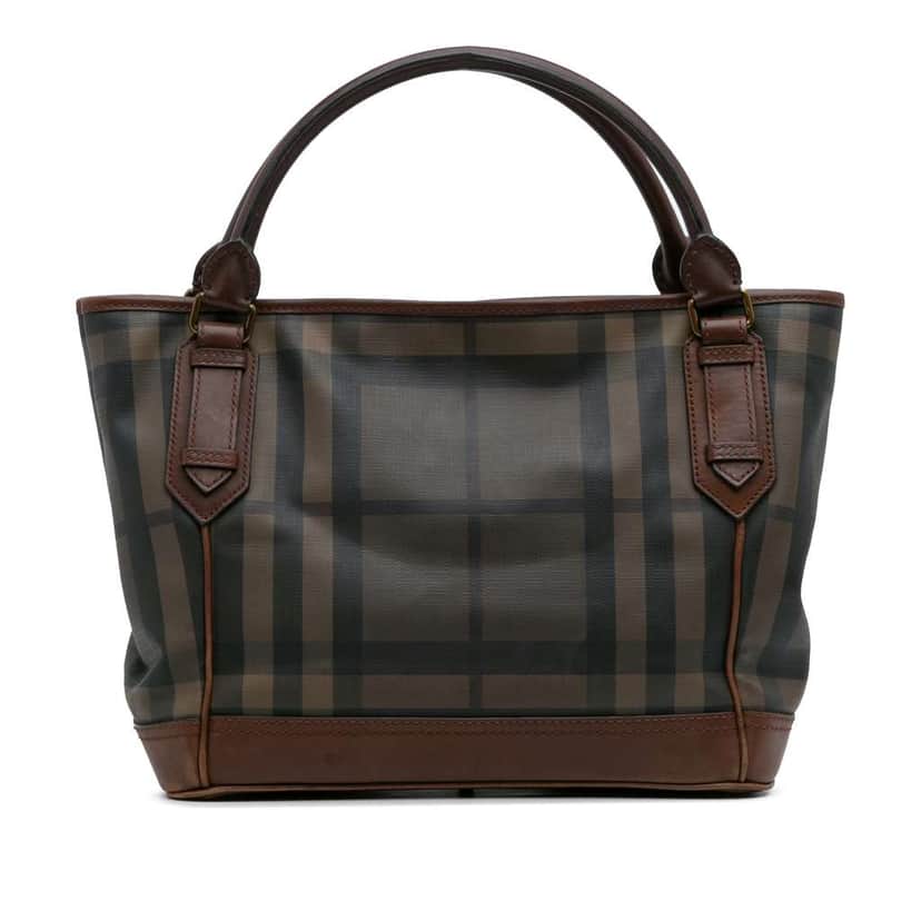 Burberry Smoked Check Coated Canvas Handbag Brown Canvas Good condition - Front View