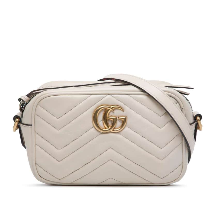 Gucci Mini GG Marmont Matelasse Leather Crossbody White Leather Good condition - Front View