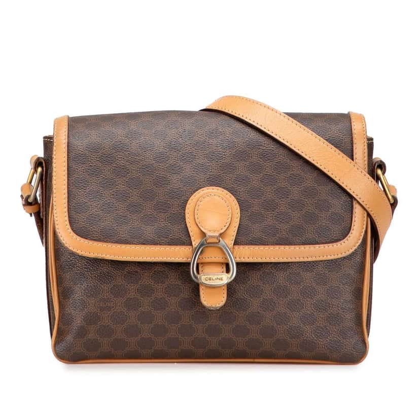 Celine Macadam Coated Canvas Crossbody Brown Canvas Good condition - Front View