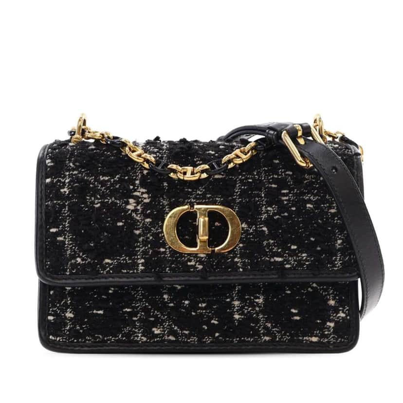 Dior Mini Tweed Macrocannage Miss Caro Bag Black Tweed Good condition - Front View
