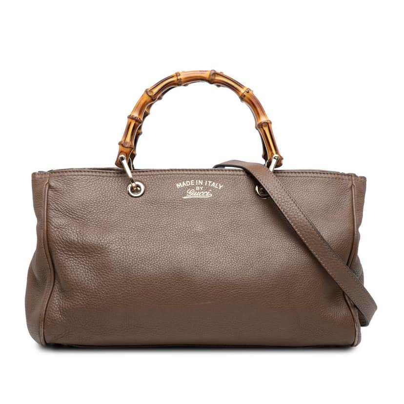 Gucci Medium Calfskin Bamboo Shopper Satchel Brown Leather Good condition - Front View