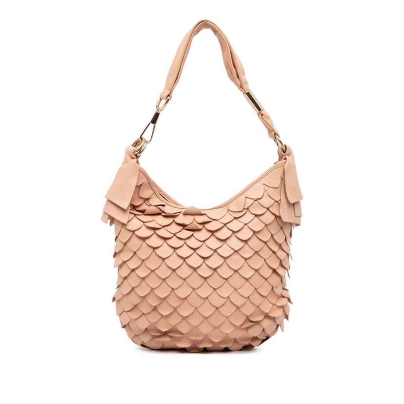 Saint Laurent Leather St Tropez Fish Scale Hobo Pink Leather Good condition - Front View