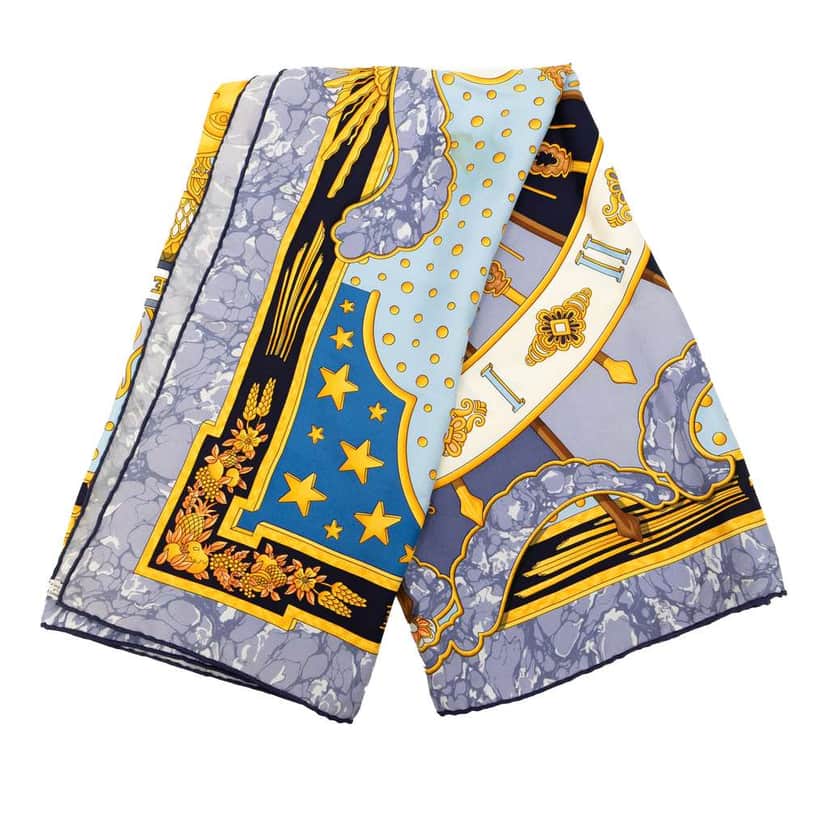 Hermès Carpe Diem Silk Scarf Purple Silk Good condition - Front View