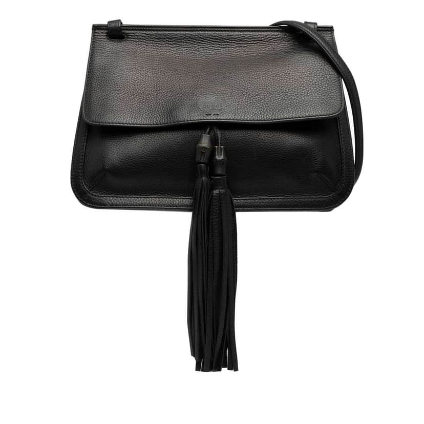 Gucci Medium Leather Bamboo Daily Crossbody Black Leather Good condition - Front View