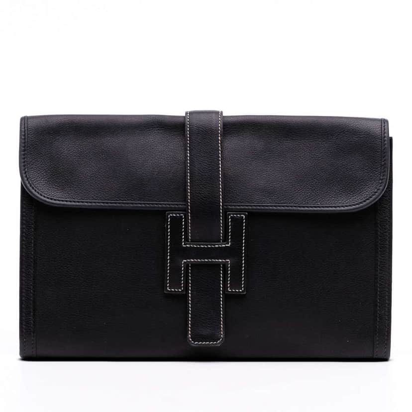 Hermès Evergrain Jige PM Black Leather Good condition - Front View