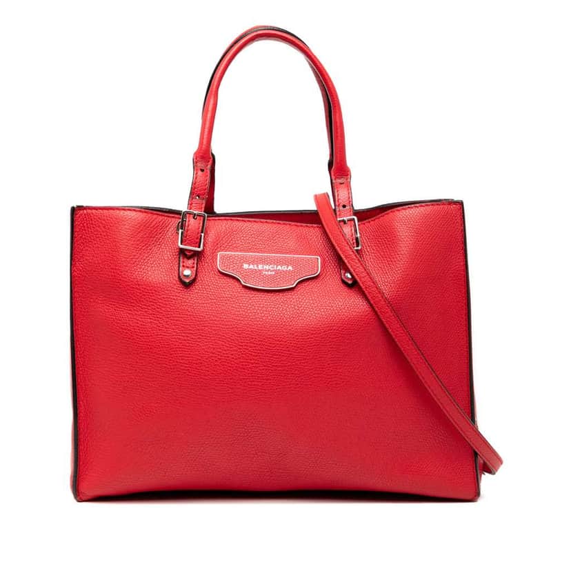 Balenciaga Grained Calfskin Papier A6 Zip Around Tote Red Leather Good condition - Front View