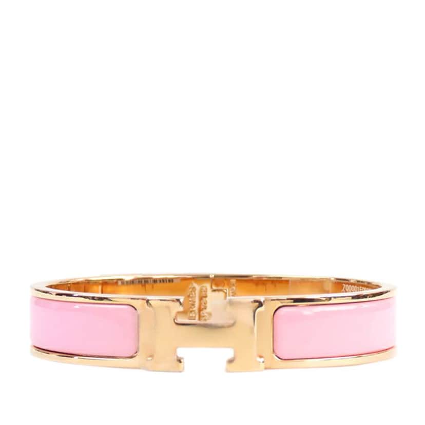 Hermès Narrow Enamel Clic H Bracelet PM Pink Good condition - Front View