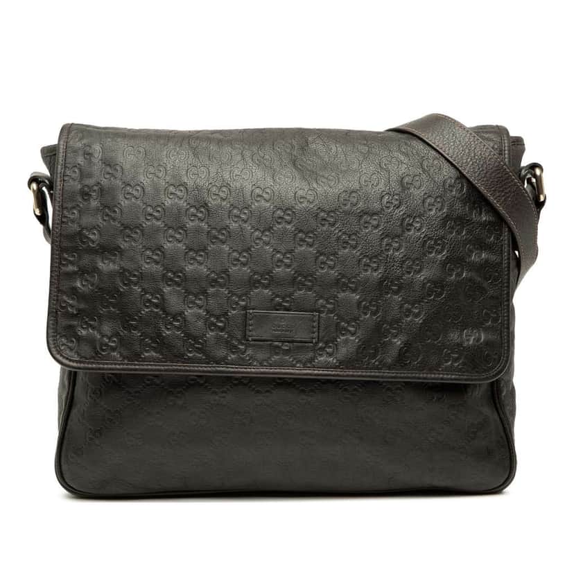 Gucci Guccissima Messenger Bag Brown Leather Good condition - Front View