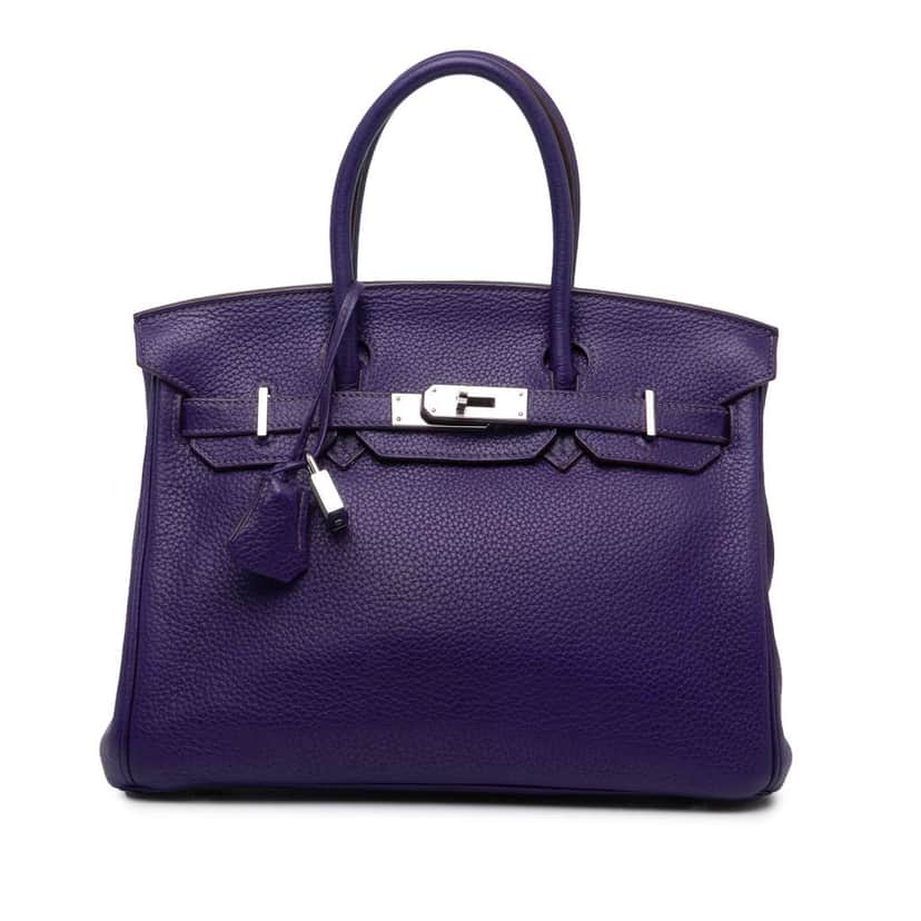 Hermès Clemence Birkin 30 Purple Leather Good condition - Front View