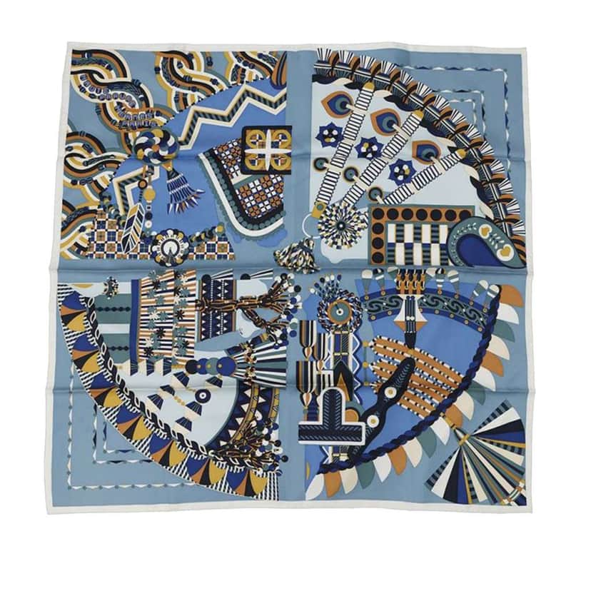 Hermès Haute Parure Silk Scarf Blue Silk Good condition - Front View