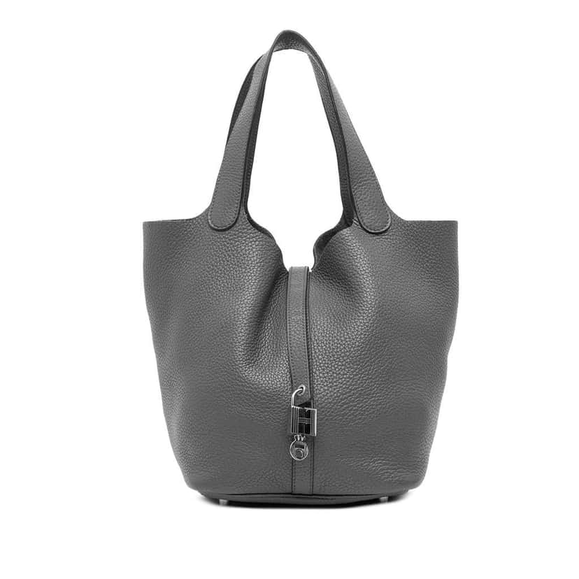 Hermès Clemence Picotin Lock 22 Grey Leather Good condition - Front View