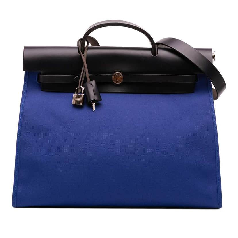 Hermès Toile Herbag Zip 39 Blue Canvas Good condition - Front View