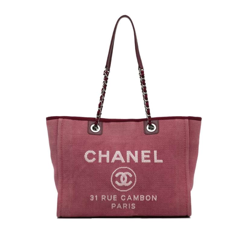 Chanel Small Mixed Fibers Deauville Tote Red Canvas Good condition - Front View