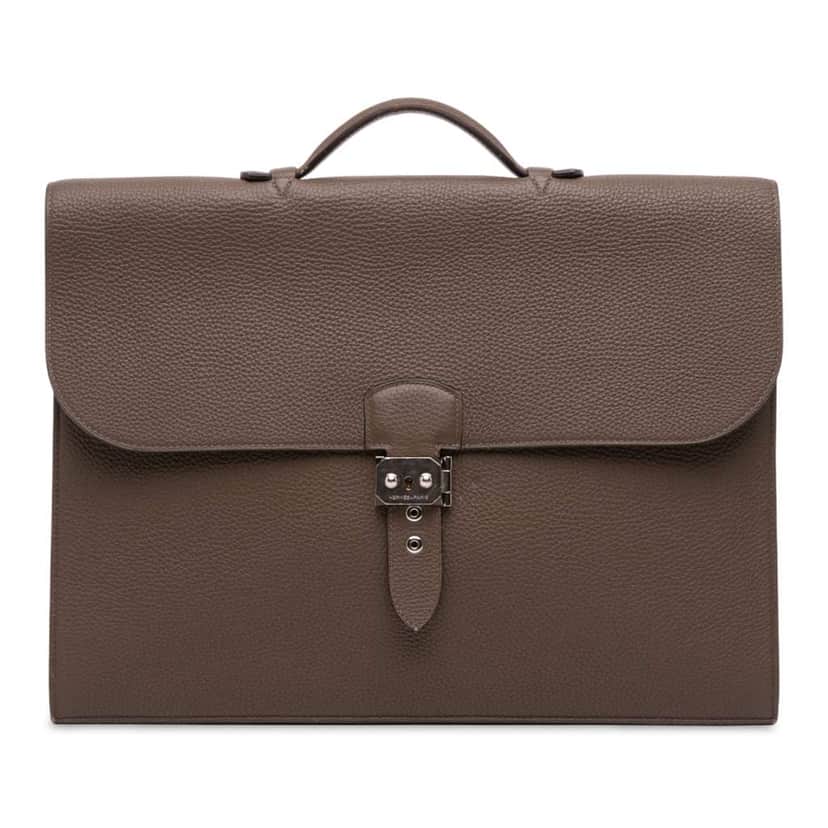 Hermès Togo Sac a Depeches 41 Brown Leather Good condition - Front View