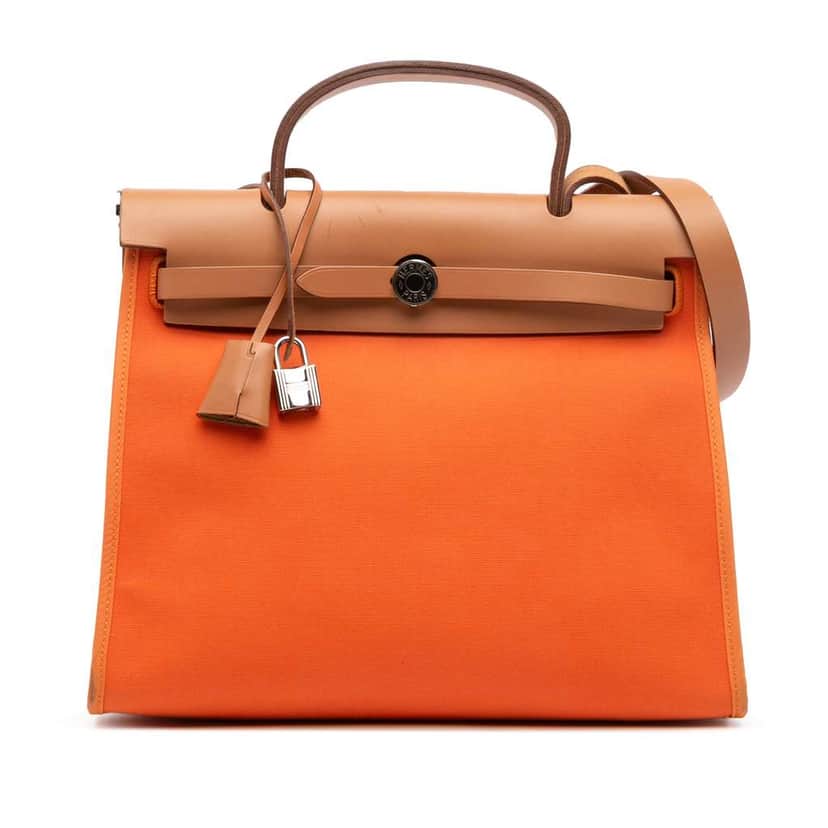 Hermès Toile Herbag Zip 31 Orange Canvas Good condition - Front View
