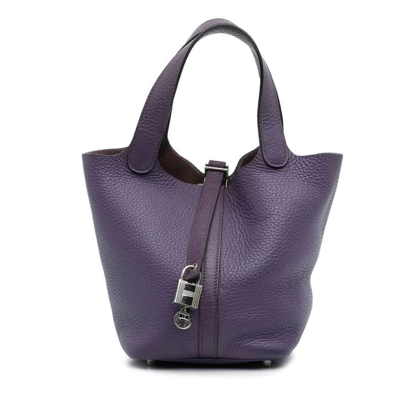 Hermès Clemence Picotin Lock 18 Purple Leather Good condition - Front View