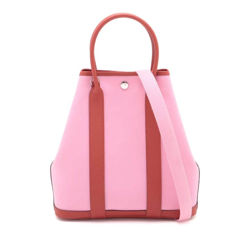 Hermès Toile and Negonda Garden File 28 Pink Canvas Very good condition - Front View