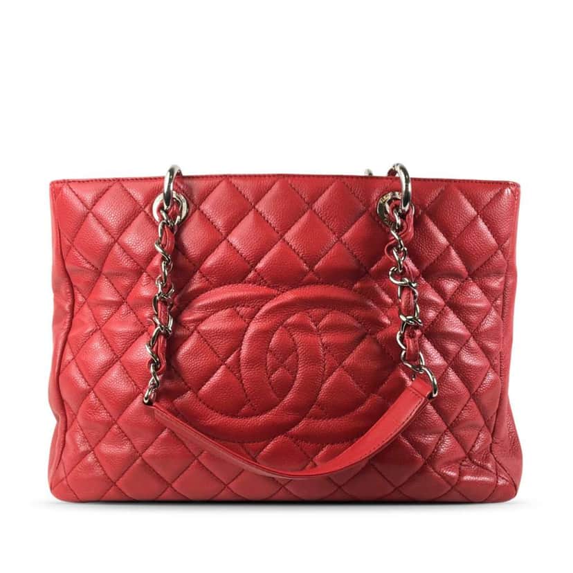 Chanel Caviar Grand Shopping Tote Red Leather Good condition - Front View