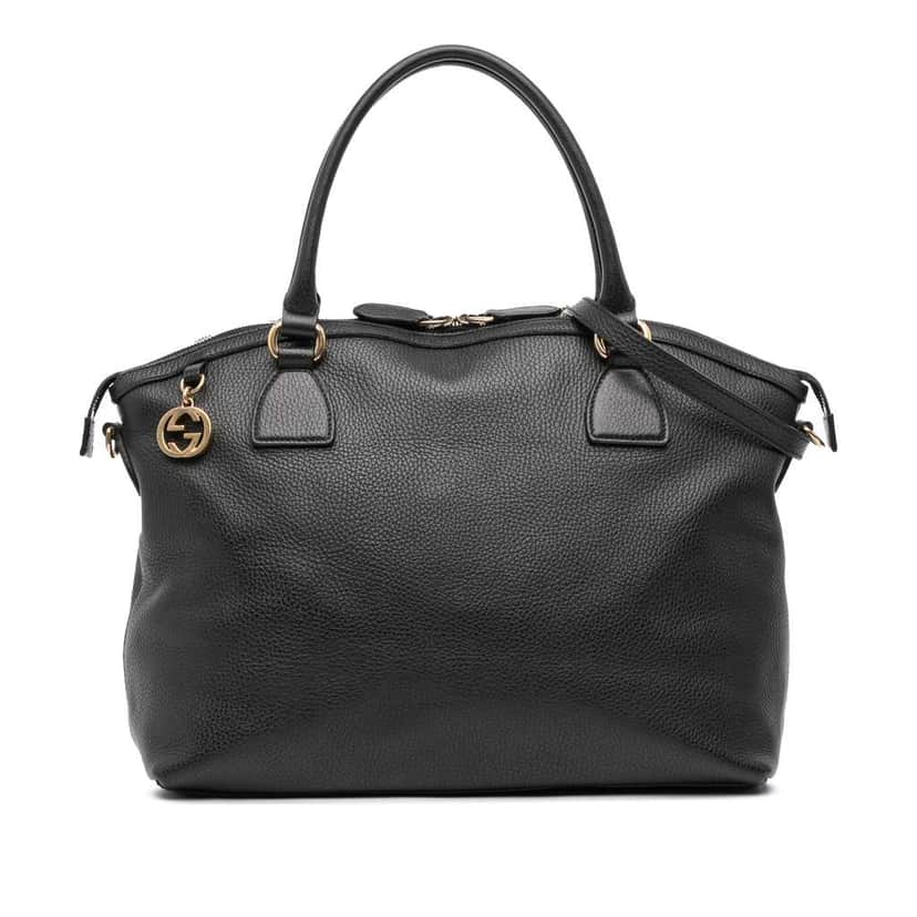 Gucci Large Dollar Calfskin GG Charm Dome Satchel Black Leather Good condition - Front View