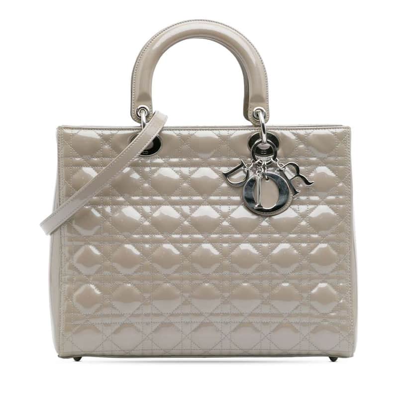 Dior Large Patent Cannage Lady Dior Brown Leather Good condition - Front View