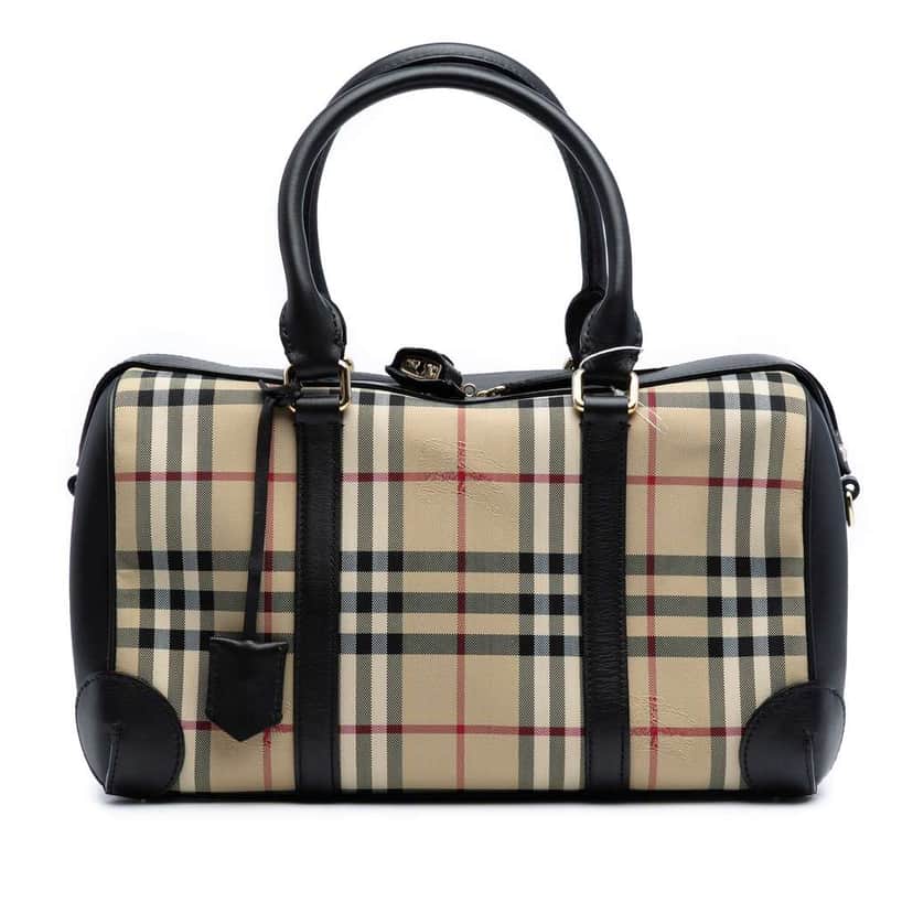 Burberry Medium Haymarket Check Canvas Alchester Bowling Bag Brown Canvas Good condition - Front View