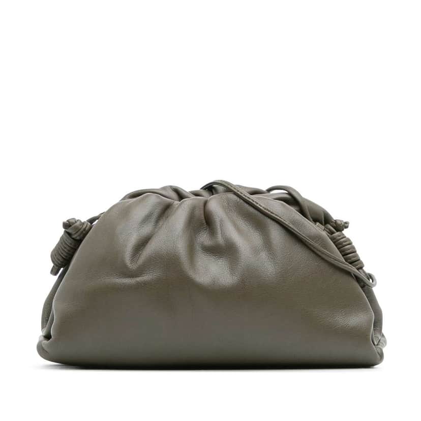 Bottega Veneta Lambskin The Mini Pouch Crossbody Brown Leather Good condition - Front View