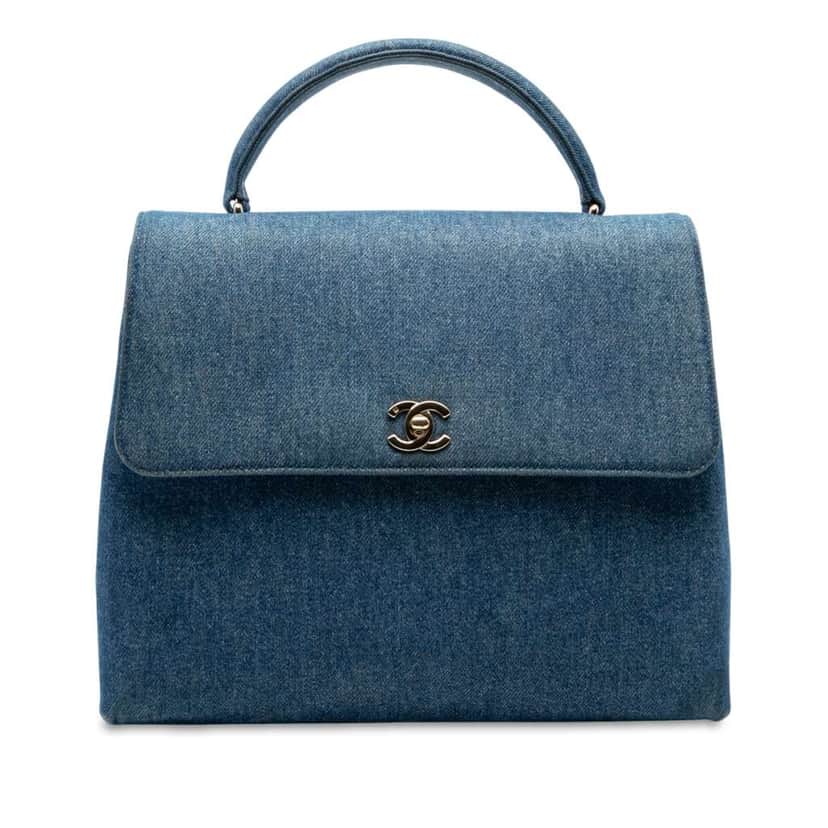 Chanel CC Denim Kelly Top Handle Bag Blue Denim Very good condition - Front View