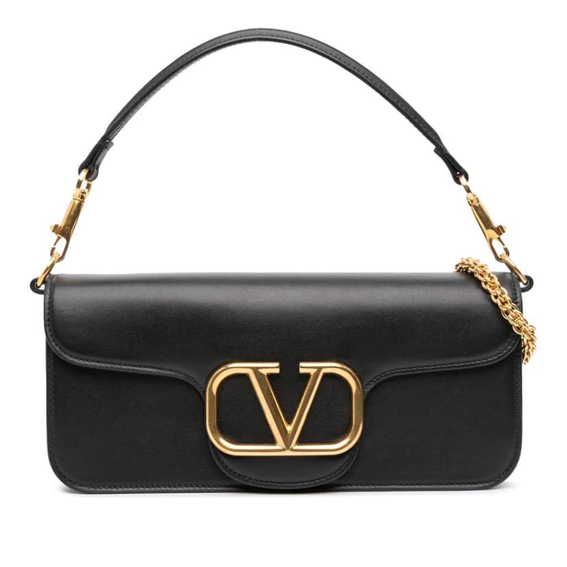 Valentino Calfskin VLogo Loco Satchel Black Leather Good condition - Front View