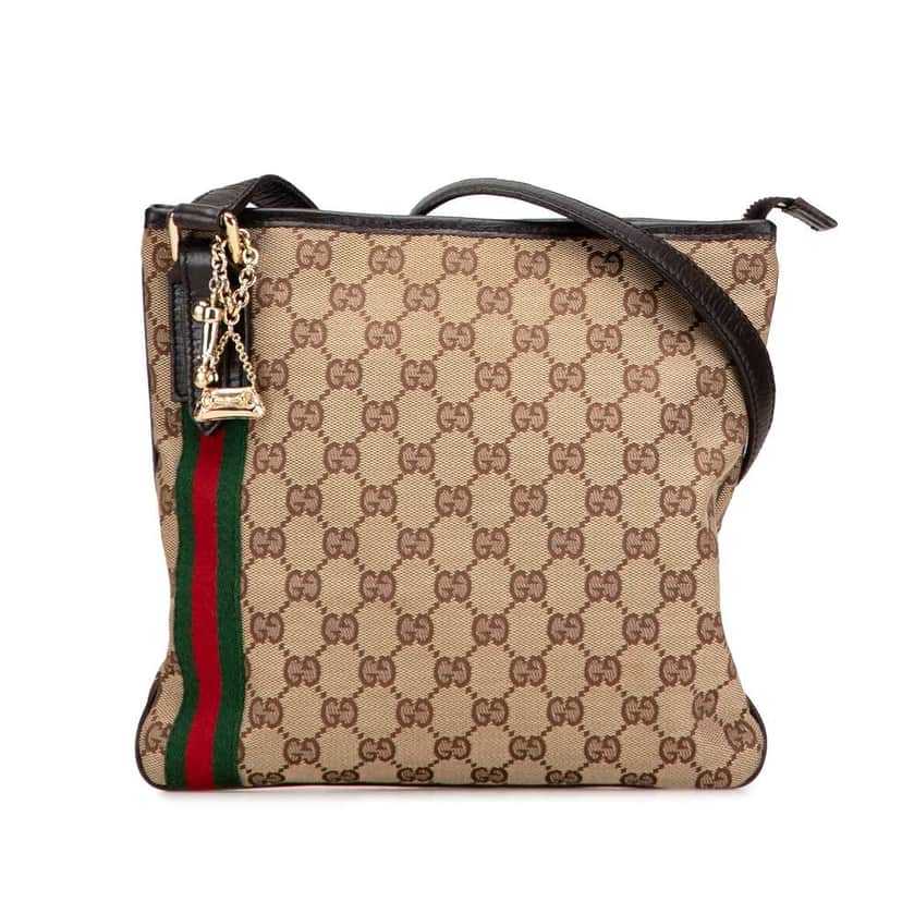 Gucci GG Canvas Jolicoeur Crossbody Brown Canvas Good condition - Front View