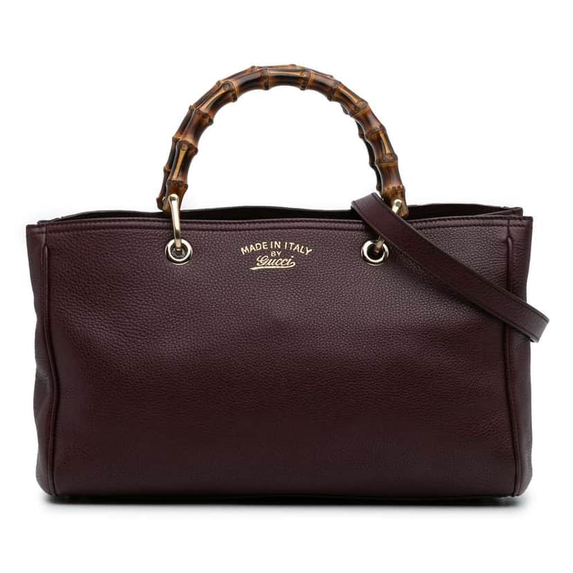 Gucci Medium Calfskin Bamboo Shopper Satchel Red Leather Good condition - Front View