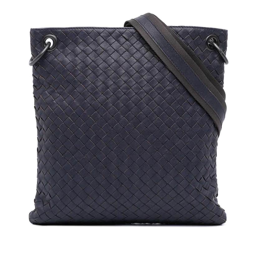 Bottega Veneta Nappa Intrecciato Crossbody Blue Leather Good condition - Front View