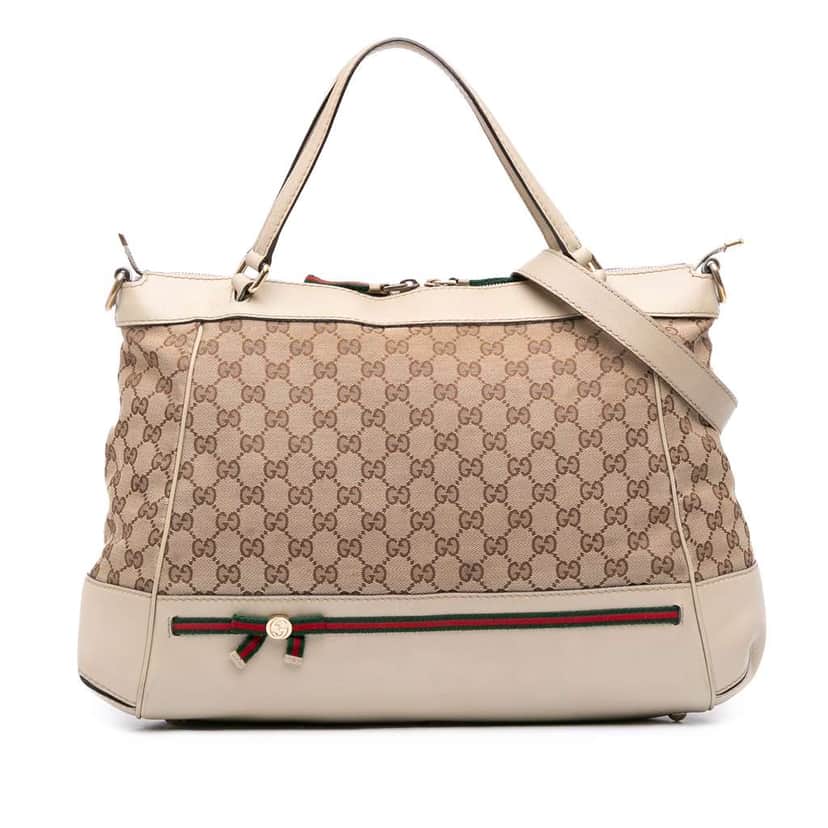 Gucci GG Canvas Web Mayfair Satchel Brown Canvas Good condition - Front View