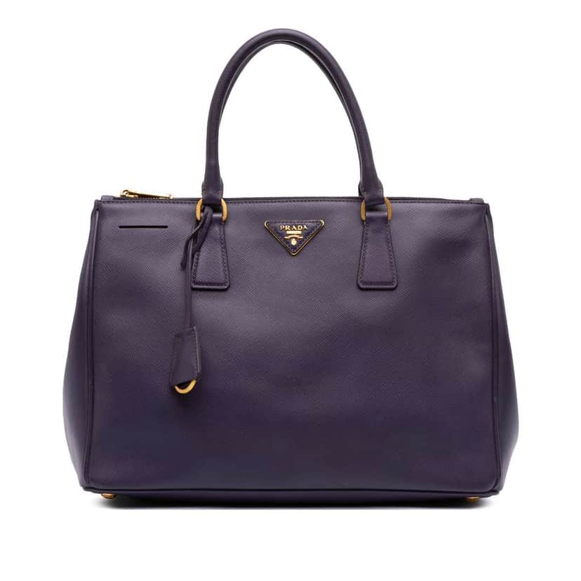 Prada Medium Saffiano Lux Galleria Double Zip Satchel Purple Leather Good condition - Front View