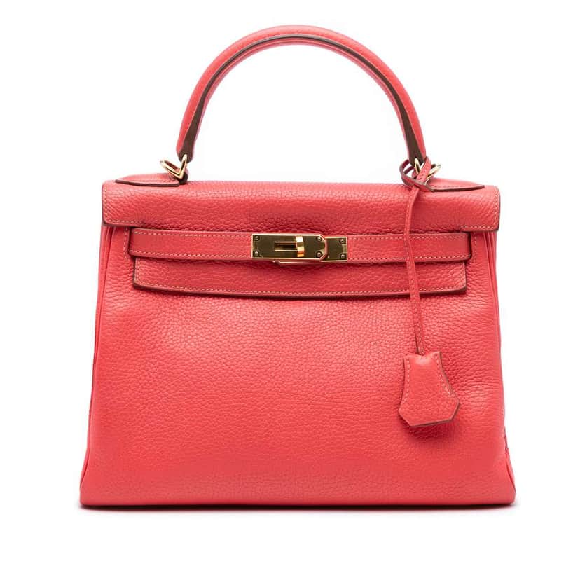 Hermès Togo Kelly II Retourne 28 Red Leather Fair condition - Front View