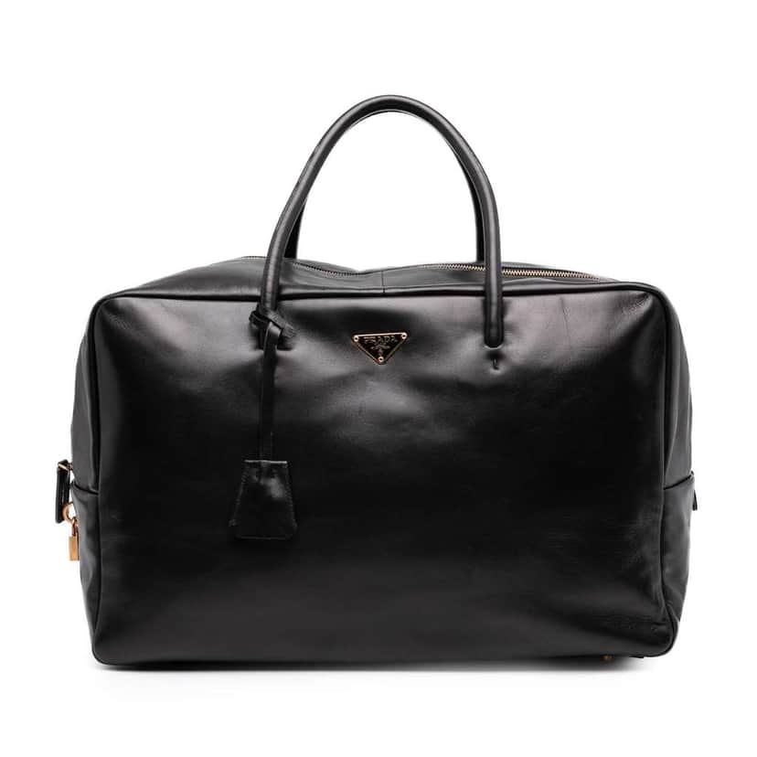 Prada Leather Boston Bag Black Leather Good condition - Front View