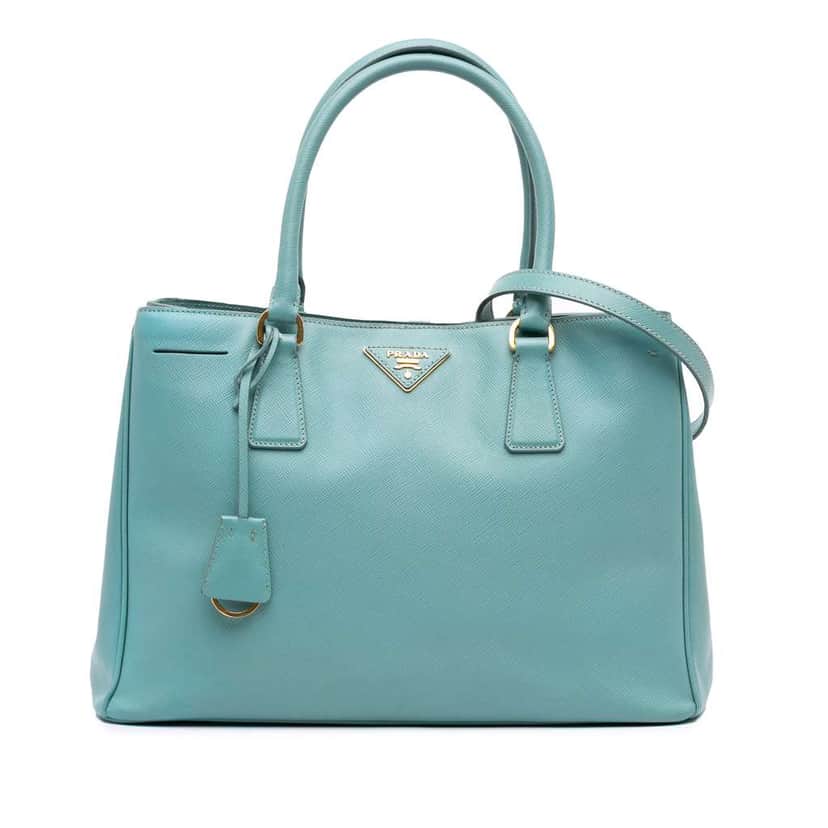 Prada Medium Saffiano Lux Galleria Satchel Blue Leather Good condition - Front View