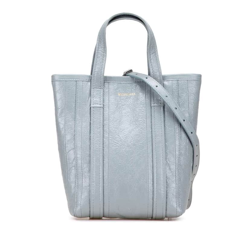 Balenciaga Small Lambskin Barbes North South Shopper Bag Blue Leather Good condition - Front View
