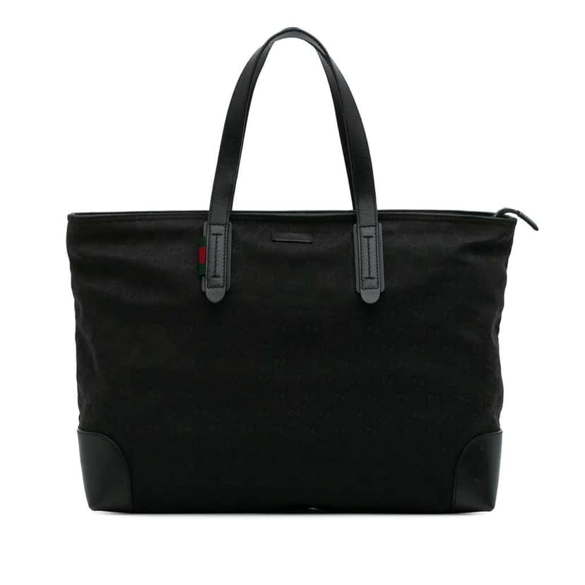 Gucci GG Canvas Web Tote Black Canvas Good condition - Front View