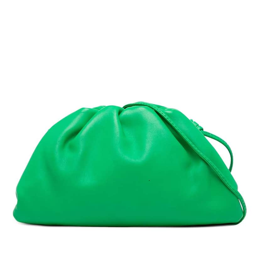 Bottega Veneta Lambskin The Mini Pouch Crossbody Green Leather Very good condition - Front View