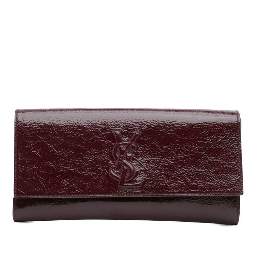 Saint Laurent Small Textured Patent Belle De Jour Clutch Red Leather Good condition - Front View