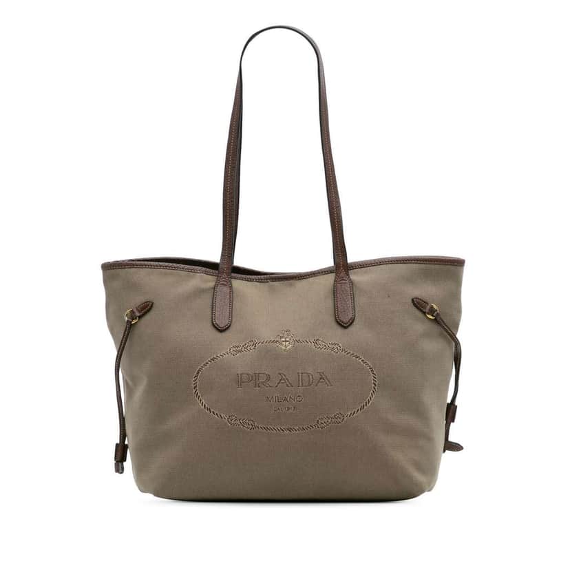Prada Canvas Canapa Logo Tote Brown Canvas Good condition - Front View