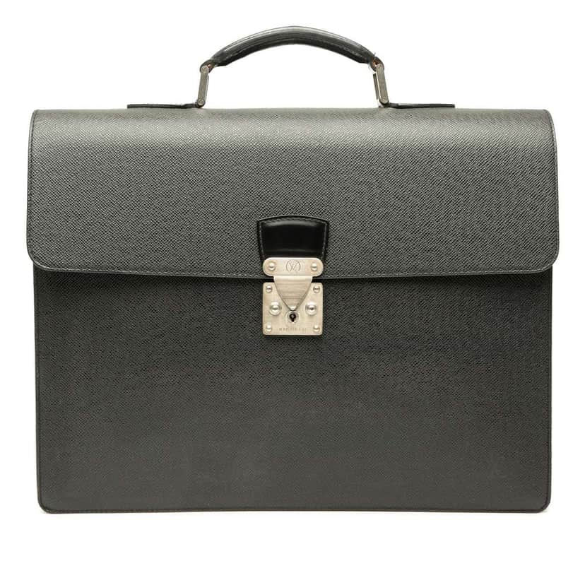Louis Vuitton Taiga Moskova Briefcase Black Leather Fair condition - Front View