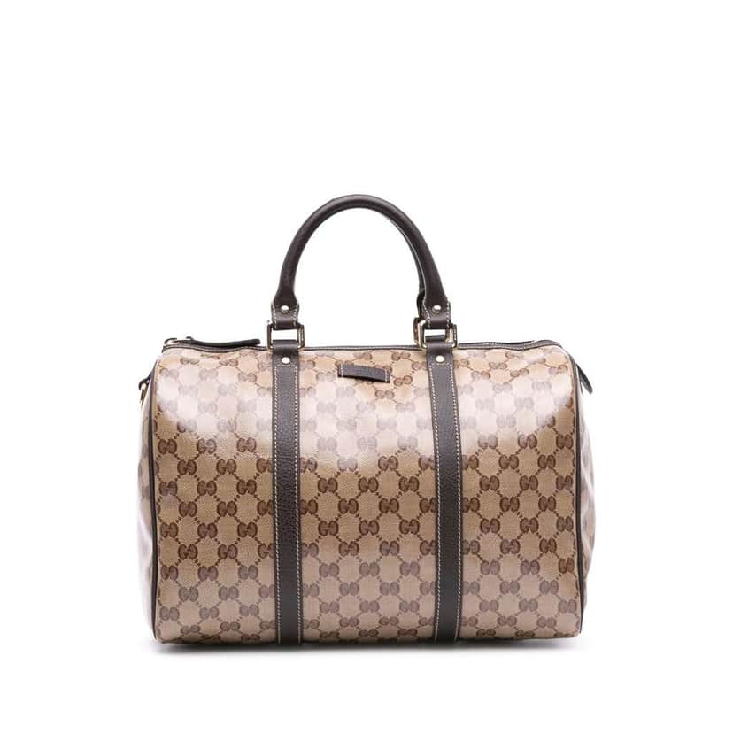 Gucci Medium GG Crystal Joy Boston Bag Brown Canvas Good condition - Front View