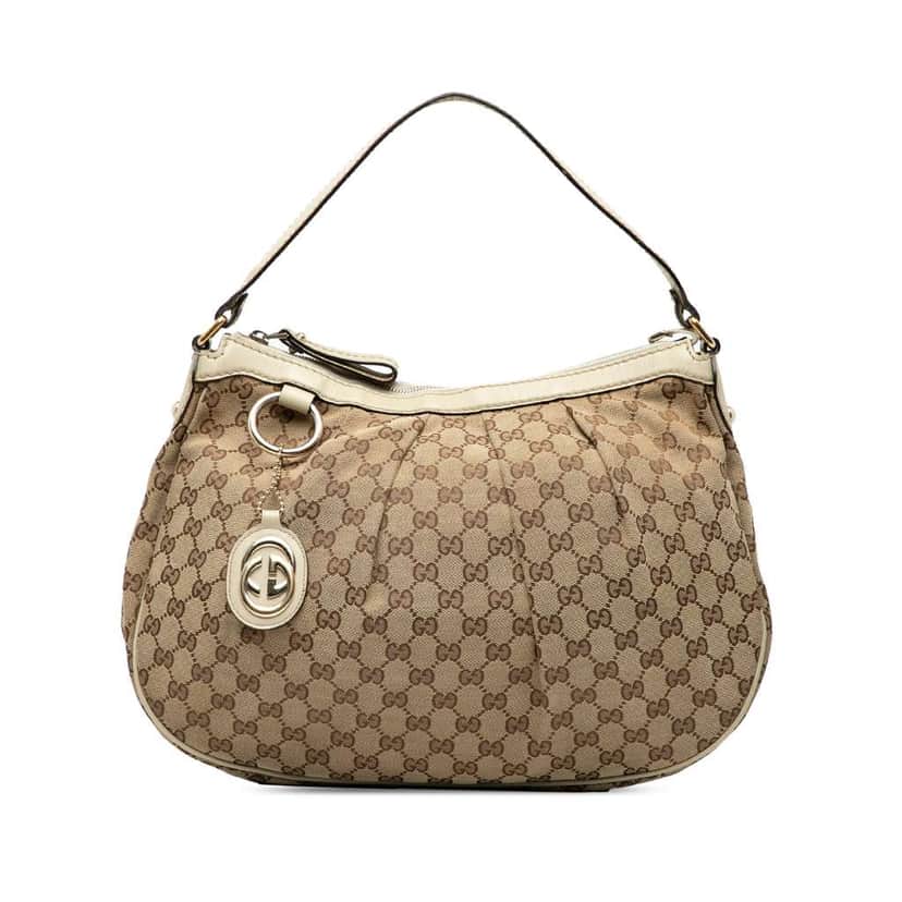Gucci GG Canvas Sukey Shoulder Bag Brown Canvas Good condition - Front View