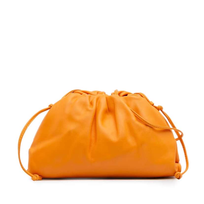 Bottega Veneta Lambskin The Mini Pouch Crossbody Orange Leather Good condition - Front View