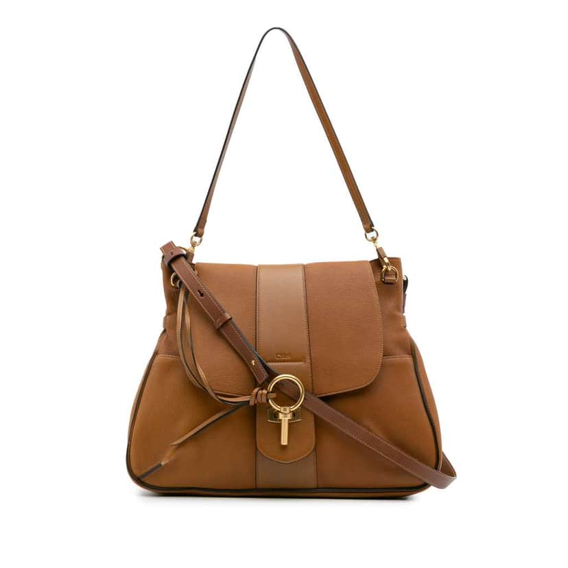 Chloé Medium Grained Lambskin Lexa Satchel Brown Leather Good condition - Front View