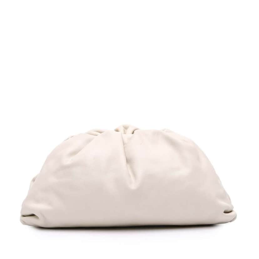 Bottega Veneta Lambskin The Pouch White Leather Good condition - Front View