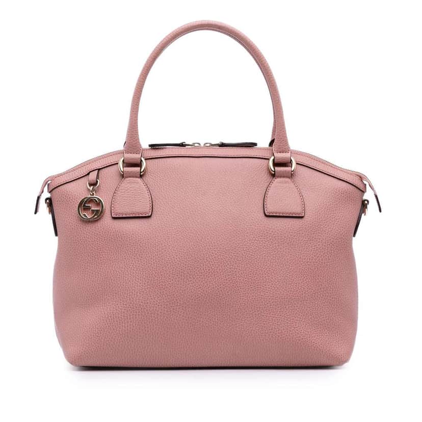 Gucci Medium Leather GG Charm Dome Satchel Pink Leather Good condition - Front View